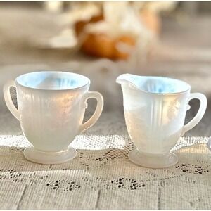 1930s Macbeth-Evans Monax Depression Glass American Sweetheart Creamer Sugar Set